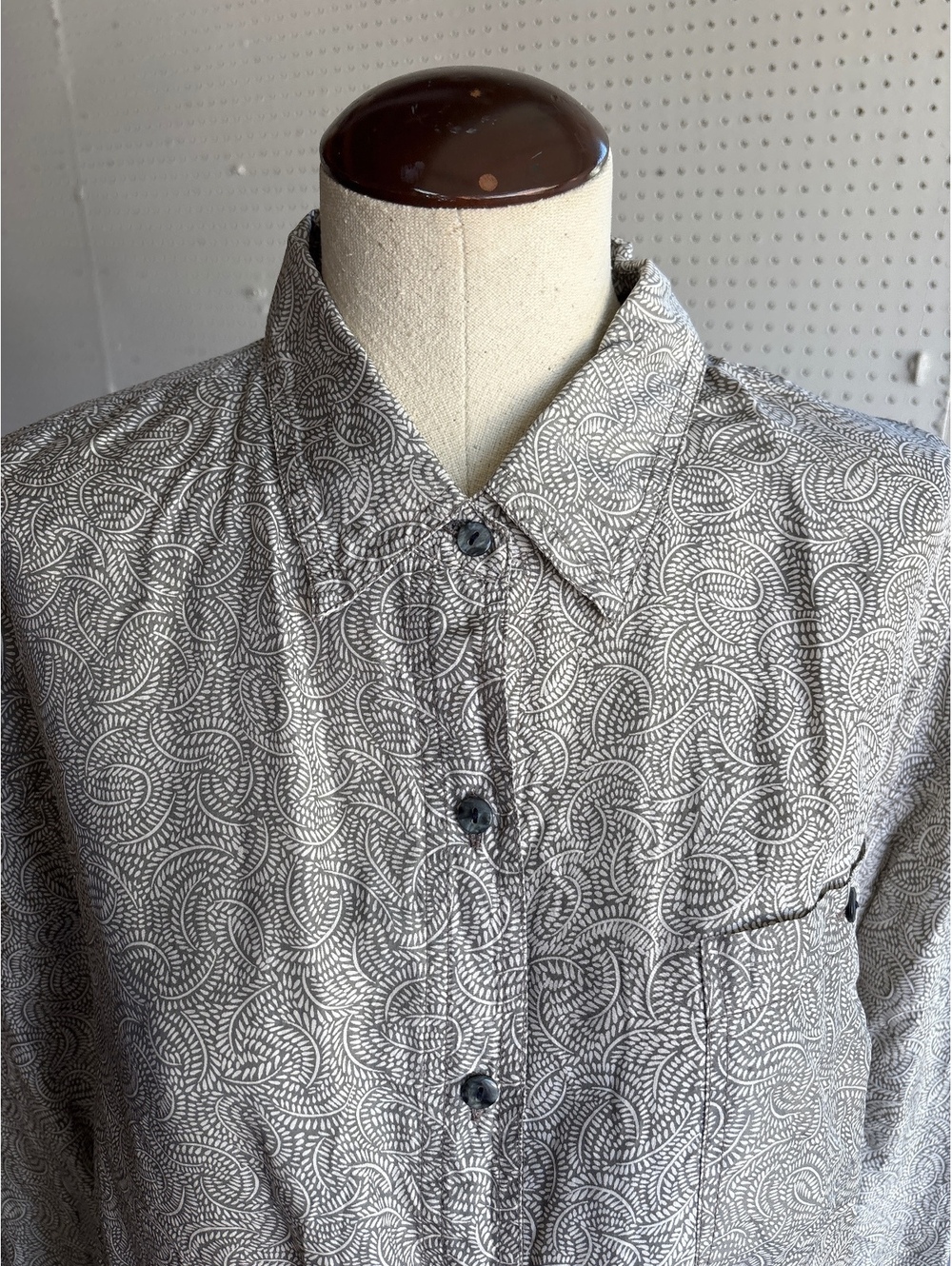 Long Sleeve Button-Up Shirt with Abstract Pattern